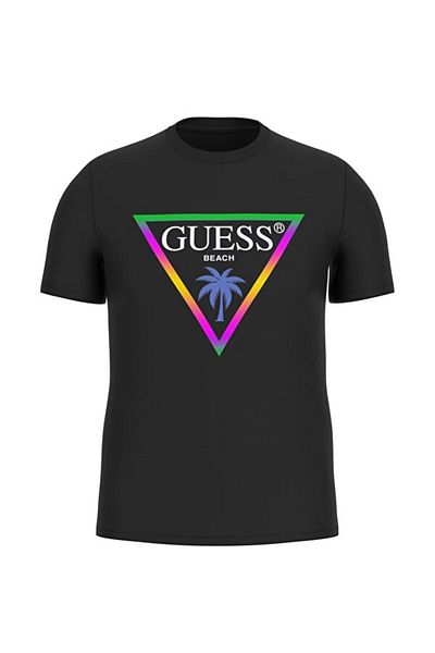 Guess Ss Cn Triangle Palm Tee Men's Black T-Shirt F5Gı00J1314-Jblk