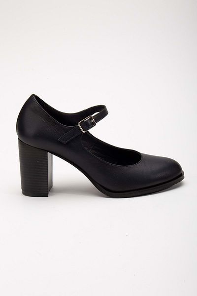 ANALİN SHOES Pantofi cu toc de damă din piele naturală bleumarin - cu bretele