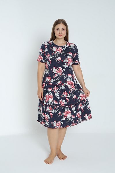 ROMEO LİFE Women's Plus Size Cotton Modal Fabric Patterned Summer Dress 7833