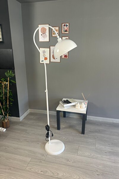 Bamyum Beyaz Lambader Modern Dekoratif Metal Oturma Odası Çalışma Odası Zemin Lambası