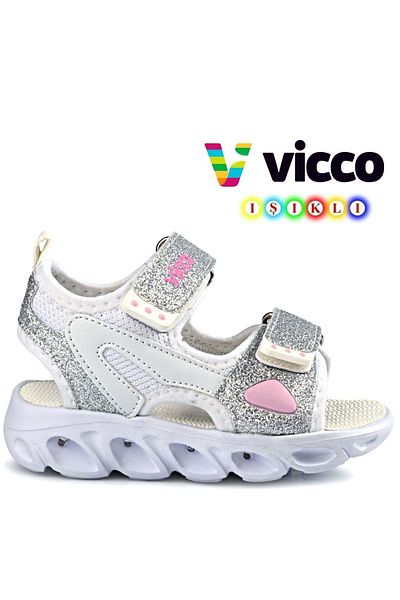 Vicco Roy Işıklı Ortopedik Çocuk Sandalet Beyaz