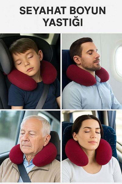 Viscomina Visco Neck Pillow Orthopedic Visco Travel Neck Pillow Claret Red