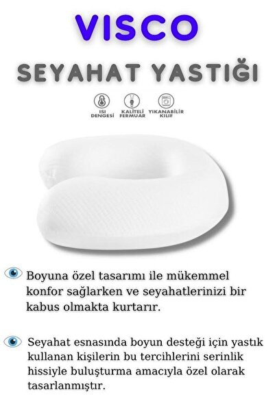 Viscomina Visco Seyahat Yastıgı Visco Boyun Yastıgı Beyaz