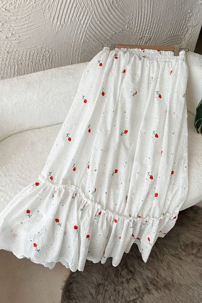 Poliyance Pelin Red Fisto Long Skirt