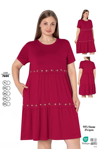 ROMEO LİFE Women's Plus Size Lycra Viscose Fabric Dress 7604