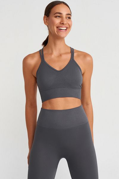 COMEUP Thin Strap Sports Bra Anthracite