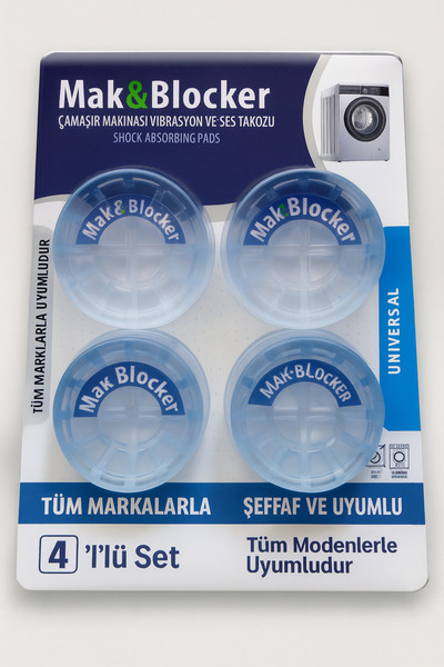 Mak & Blocker Çamaşır Makinesi Titreşim Önleyici Ayak 4 Adet Kaydırmaz Ve Gür...