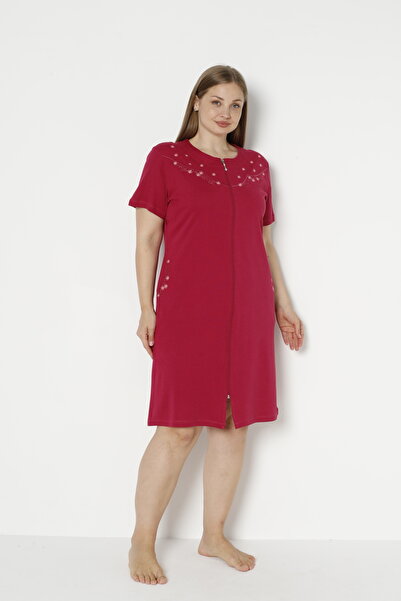 ROMEO LİFE Women's Plus Size Cotton Lycra Zipper Dress 7564-B