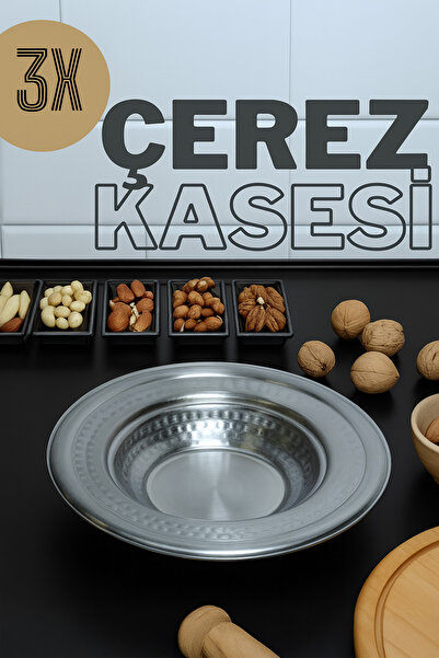 YUNUSOĞLU HOME 3'lü Paslanmaz Çelik Yuvarlak Çerezlik, Çerez Kasesi