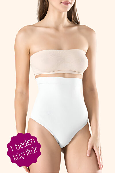 Jacarsman Women's Silicone Mideli String High Waist Belly Corset 1 Size Smaller White