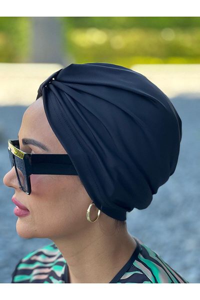 MASSMİZO Black Women's Fully Covered Hijab Outer Bonnet