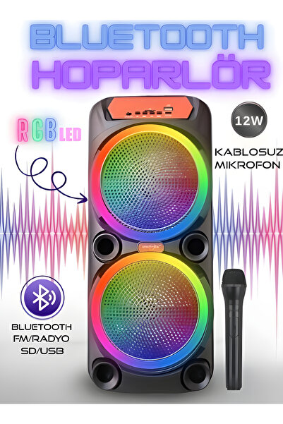 nextbuy Büyük Boy Party Box Bluetooth Hoparlör Taşınabilir Şarjlı Kablosuz Karaoke Mikrofonlu Ses Sistemi