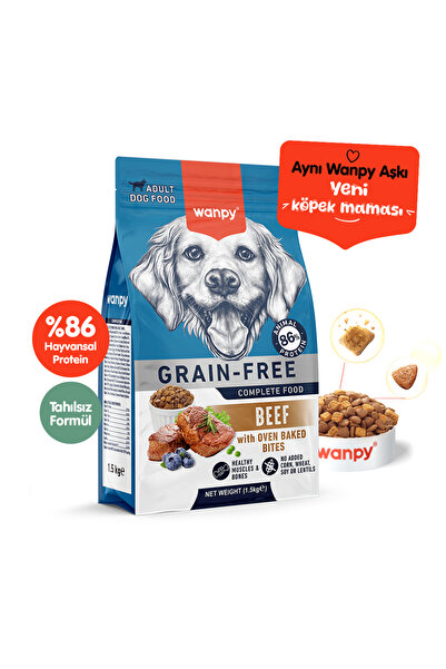 sevgipet Wanpy Tahılsız Sığır Etli Yetişkin Köpek Maması 1,5 kg