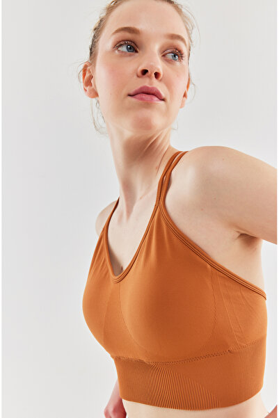 COMEUP Αθλητικό σουτιέν με λεπτό λουράκι Sudan Brown