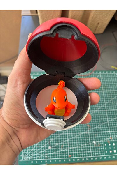 3DUNİVERSEOFMODELS Pokemon - Pokeball Ile Charmander Flexi- Hareketli 9cm