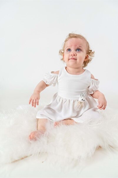 WECAN EXCLUSİVE فستان رياضي بأكمام مطاطية باللون الأبيض