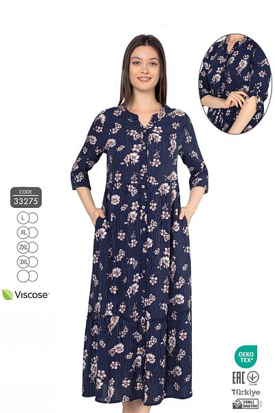 Juliet Deluxe Rochie de damă din țesătură din viscoză, cu mânecă lungă, cu nasturi 33275