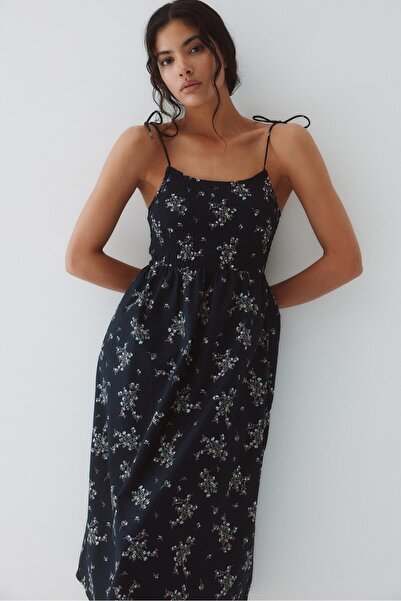 H&M Üstte Bağlanan Askılı ve Büzgülü Elbise