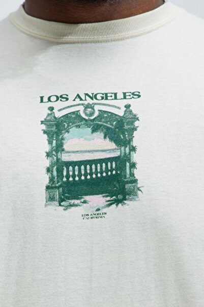 GIA - ART Plus Size Men's T-Shirt 100% Cotton Los Angeles Printed White Oversize Summer