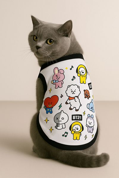 Monopetz Organic Fabric Cat and Dog Outfit - White Btsli [XS Size]
