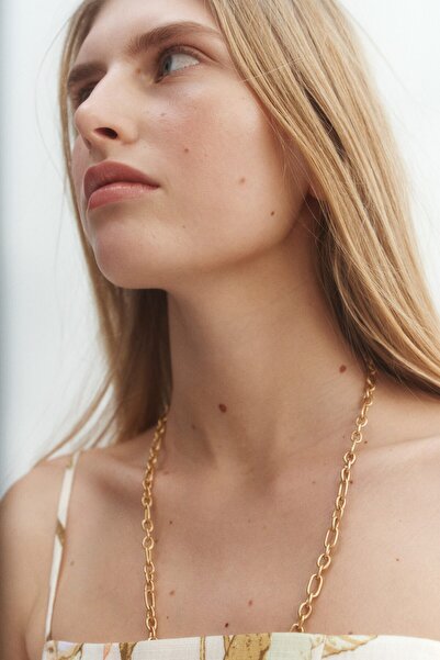 H&M Keten Karışımlı Midi Elbise