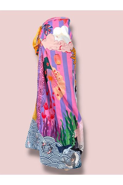 Oyt DÜKKAN Ocean Woman Design Pareo 135X 135 cm Beach Pareo Clothing Design