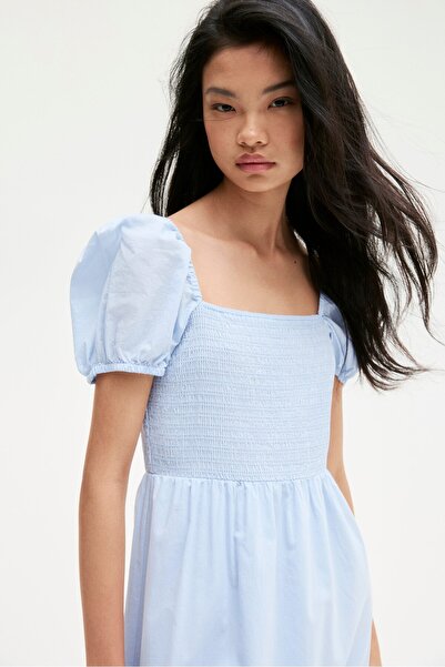 H&M Kabarık Kollu ve Pamuklu Elbise