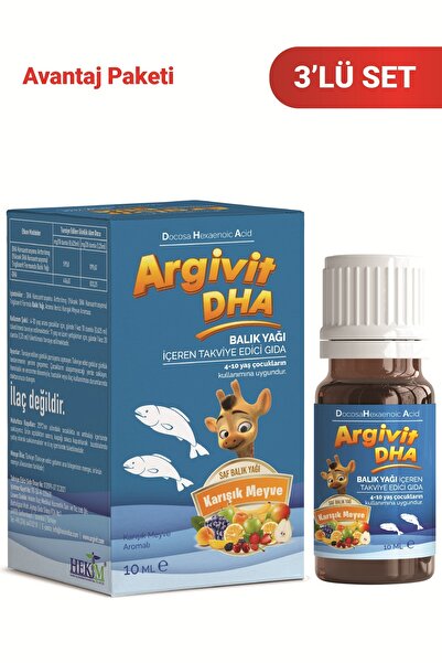 Argivit Dha 10 ml Balık Yağı Içeren Omega-3 Trigliserit Formunda Damla 3’lü P...
