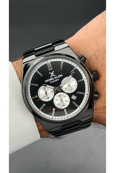 Daniel Klein Exclusive Black Men's Wristwatch 3 Atm Waterproof Functions Active