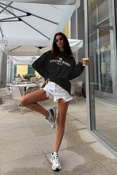 Madmext Tricou cu mânecă lungă cu imprimeu negru Mg2451