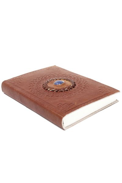 OEM LEATHER JOURNAL | HANDMADE | WITH LAPIS LAZULI CRYSTAL | 17 x 12 cm *