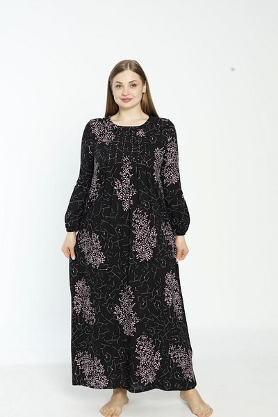 Juliet Deluxe Γυναικείο μακρυμάνικο φόρεμα από ύφασμα βισκόζης σε μεγάλο μέγεθος 33395
