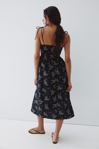 H&M Üstte Bağlanan Askılı ve Büzgülü Elbise