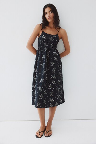 H&M Üstte Bağlanan Askılı ve Büzgülü Elbise