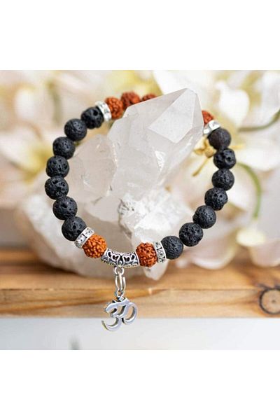 OEM BRĂȚARĂ AROMATERAPIE | RUDRAKSHA | PERLE DE LAVĂ VULCANICĂ ABSORBANTĂ *