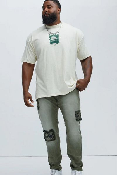 The Champ Clothing Ανδρικό μπλουζάκι μεγάλου μεγέθους 100% βαμβάκι Λος Άντζελες με στάμπα λευκό oversize καλοκαίρι
