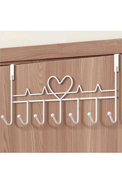 QGC Door Hook with 7 Hangers, 21.5x41cm, Heart-Shaped, White