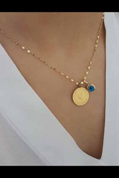 İdeal Sarraf 22 Ayar Çeyrekli Italyan Zincir Nazarlıklı Kolye