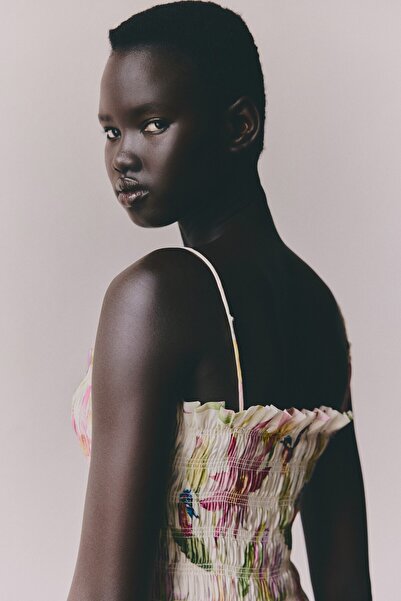 H&M Korsajı Büzgülü ve Askılı Elbise