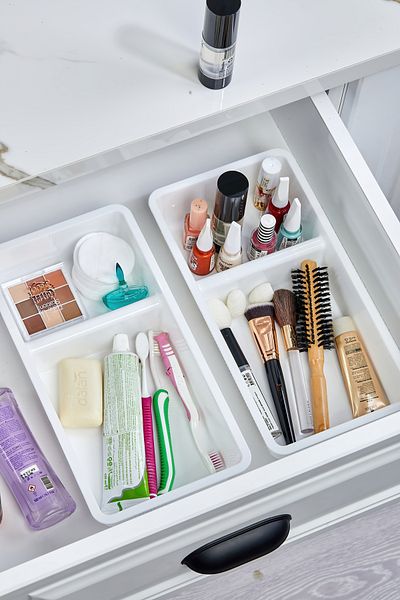 Espas Home 2 Compartment Cabinet - Drawer Organizer - 2 Pieces / White