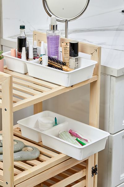 Espas Home 2 Compartment Cabinet - Drawer Organizer - 2 Pieces / White