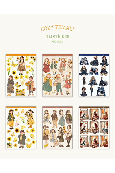 MirayDesign 6'lı Sıcak ve Huzurlu Anlar Temalı Sticker Seti–12x17 cm|Bullet J...