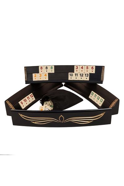 Helena Joc Remi - Rummy De Lux Din Lemn Masiv Pe Semirotund 4610.gold