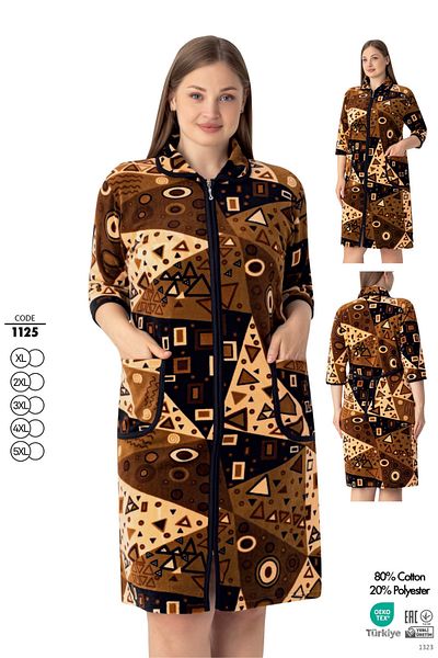 ROMEO LİFE Women's Plus Size Cotton Blend Velvet Zipper Dress 1125