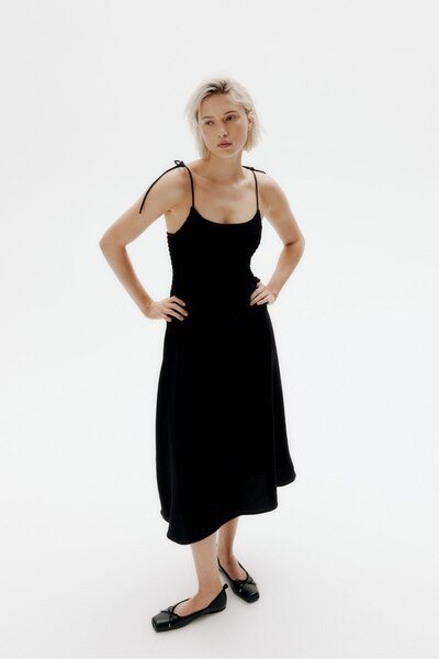 H&M Üstte Bağlanan Askılı ve Büzgülü Elbise