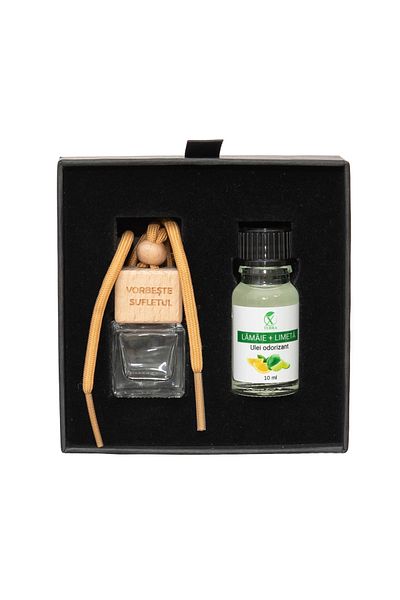 XTERRA CAR AIR FRESHENER | SET OF AROMADIDIFFUSER BOTTLE AND LEMON AND LIME OIL | 10 ml