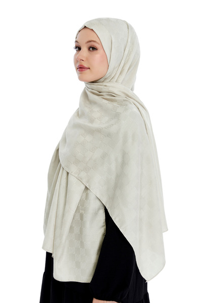Altobeh Monogram Checkerboard Pattern Shawl -Cream