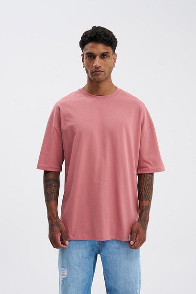 Machinist Men's Basic Super Cotton Oversize Coral T-Shirt
