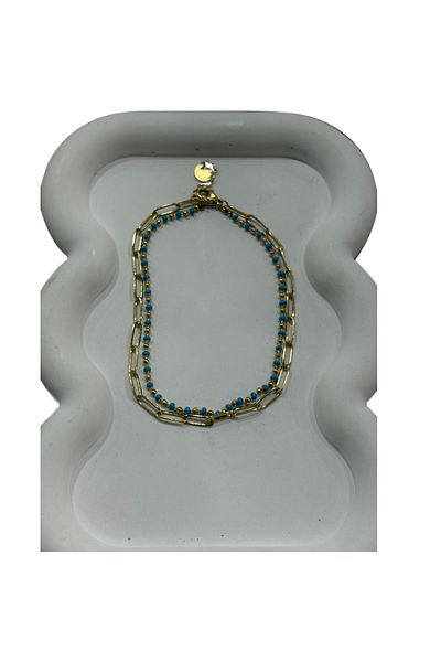 Bijutek Gold Colored Beaded Women's Stainless Steel Anklet