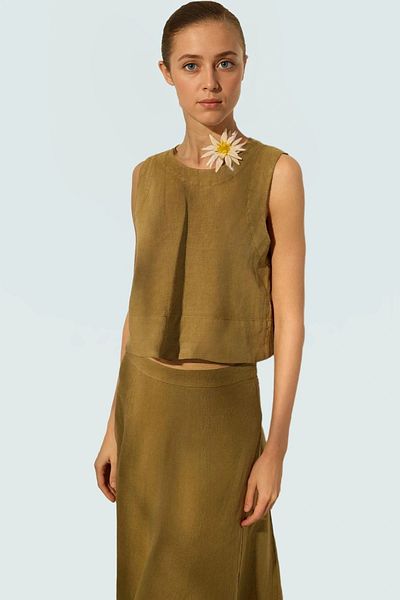 PayBuy Women's Linen Crop Blouse Regular Fit Summer Casual Quality Craftsmanship